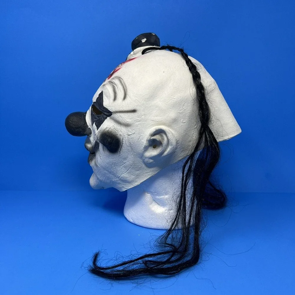 Halloween Evil Clown Scary Mask Carnival Prop Black White Costume-‎ Adult Size